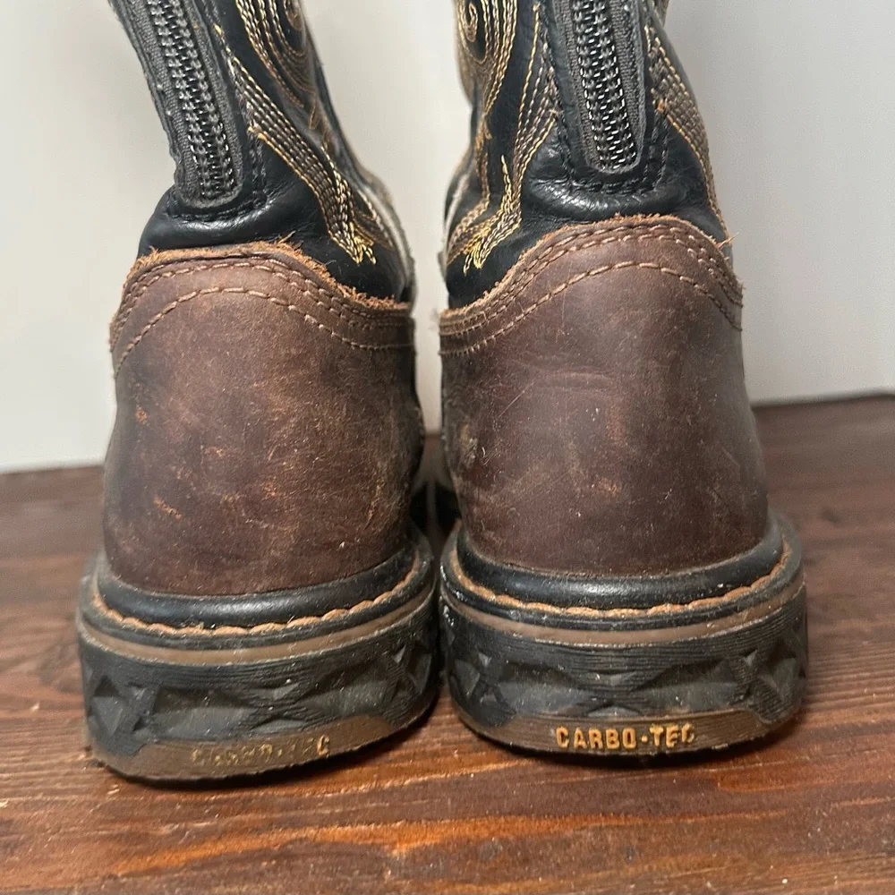 Georgia Boot Carbo-Tec Kids Us Size 2‎ Pull-On Zip Saddle Boot Brown GB00343C.